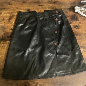 VILIGO Women's Faux Leather Skirt, High Waisted & A-Line Wrap Mini Leather Skirt